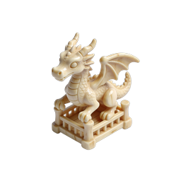 Ivory Dragon Figurine Icon - Mythical Creature Design
