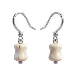Ivory Pendant Dangle Earrings - Elegant Silver Hook Style