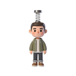3D Jack-in-the-Box Cartoon Boy Character Icon