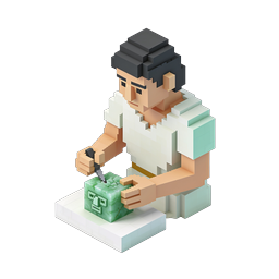 Isometric Jade Craftsman Voxel Character Icon