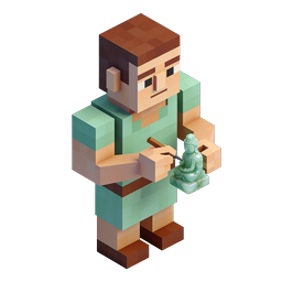 Ícone de Personagem Voxel Escultor de Jade - Design Artesão 3D