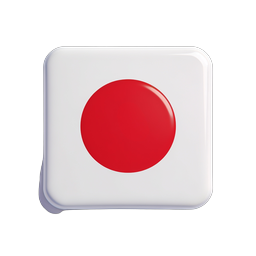 Japan Flag Icon - 3D Realistic Hinomaru Design