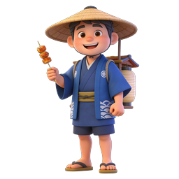 Icône de garçon vendeur de dango japonais – cartoon 3D