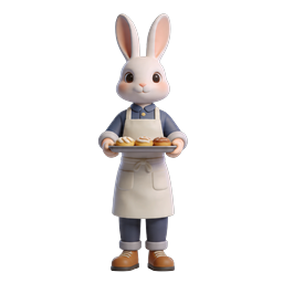 Japanese Bunny Chef with Mochi Pastries Icon