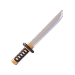 Japanese Clay-Style Knife Icon | 3D Rendered Sword