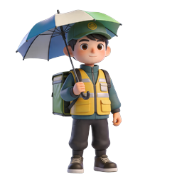 일본 배달원 3D 카툰 아이콘