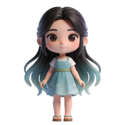 Chibi Japanese Girl with Torii Gate - 3D Icon