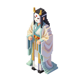 Japanese Goddess Voxel Art Icon - Isometric 3D Character