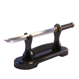 Icono de espada Katana japonesa en soporte