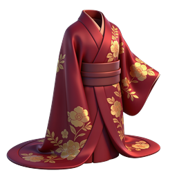 Traditional Japanese Kimono Icon with Golden Floral Design
