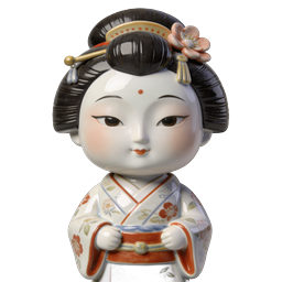 Traditional Japanese Kokeshi Doll Icon - Geisha Figurine