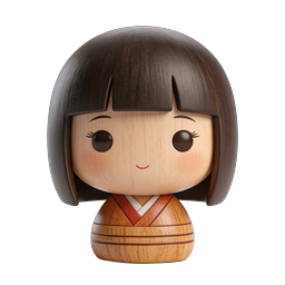 Japanese Kokeshi Doll Icon - Traditional Wooden Figure