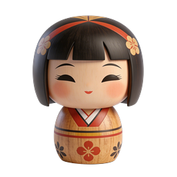 Japanese Kokeshi Doll Icon - Traditional Wooden Art