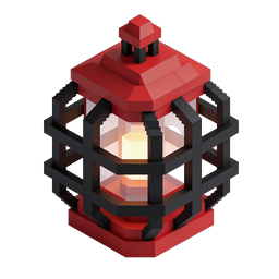 Japanese Lantern Isometric 3D Icon - Red Traditional Design