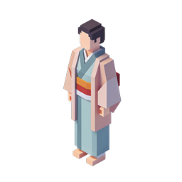 Japanese Man in Kimono - Isometric 3D Character Icon