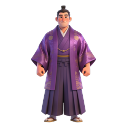 Japanese Nobleman 3D Character Icon - Traditional Kimono Style
