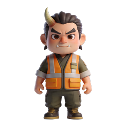 Japanese Oni Character Icon - 3D Rendered Demon Mascot