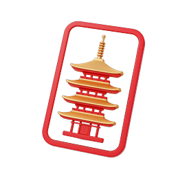Japanese Pagoda Temple Icon - 3D Asian Architecture