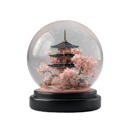 Japanese Pagoda Cherry Blossom Snow Globe Icon