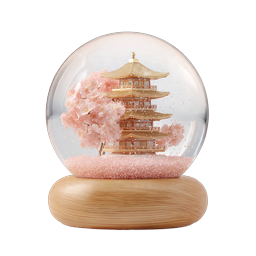 Japanese Pagoda Cherry Blossom Snow Globe Icon