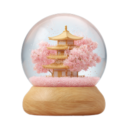 Japanese Pagoda Cherry Blossom Snow Globe Icon