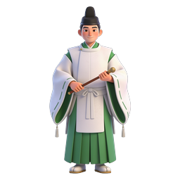 Japanese Priest 3D Character Icon - Traditional Ceremonial Figure