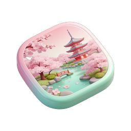 Japanese Sakura Pagoda Cherry Blossom 3D App Icon