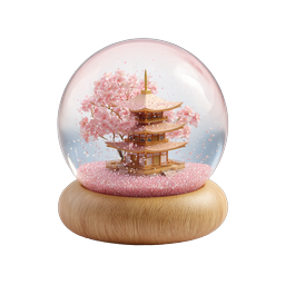 Japanese Sakura Pagoda Snow Globe Icon