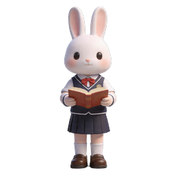 Kawaii Japanese School Rabbit Mascot Icon
