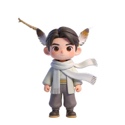 Japanese Shrine Boy 3D Character Icon
