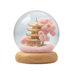 Japanese Pagoda Cherry Blossom Snow Globe Icon