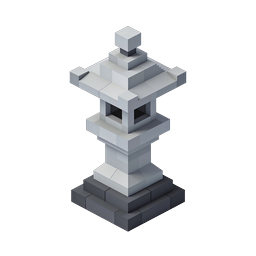 Japanese Stone Lantern Voxel Isometric Icon
