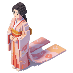 Japanese Woman Kimono Voxel Icon - 3D Pixel Art