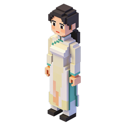 Icona personaggio voxel donna giapponese - arte isometrica 3D