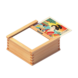 Traditional Japanese Wooden Card Box with Ukiyo-e Art