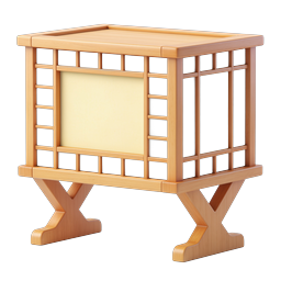 Japanese Wooden Lantern Icon - Traditional 3D Design