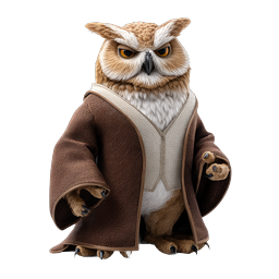 Wise Jedi Owl Character Icon | Realistic Fantasy Bird