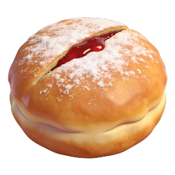 Jelly-Filled Powdered Sugar Pastry Icon | 3D Realistic