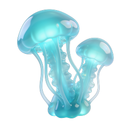 3D 玻璃水母图标 | 逼真的半透明设计