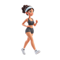 Jogging-Frau Fitness-Charakter-Icon - 3D Render
