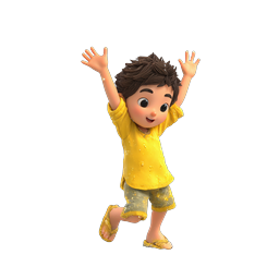 Joyful Boy Water Splash 3D Cartoon Icon
