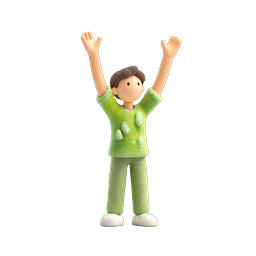 Joyful 3D Celebration Character Icon with Raised Arms