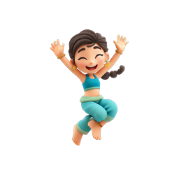 Joyful Girl Jumping in Water Splash 3D Icon