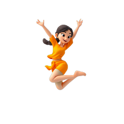 Joyful Girl Jumping in Water Splash 3D Icon