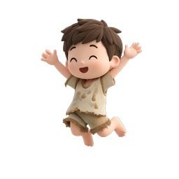 Joyful Jumping Boy 3D Clay Character Icon