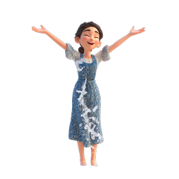 Joyful Woman Water Splash 3D Character Illustration