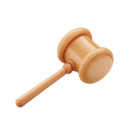 Judge Gavel Icon - 3D Clay Style Legal Symbol