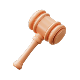 Judge Gavel Icon - 3D Clay Style Legal Symbol