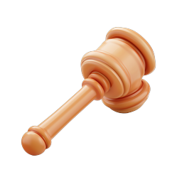 3D Clay Gavel Icon - Justice & Legal Symbol