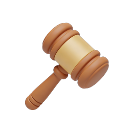 3D Gavel Judge Hammer Legal Justice Icon